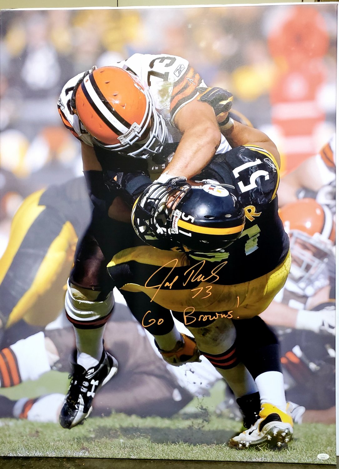 Joe Thomas Cleveland Browns 30x40 Autographed Signed Canvas (Orange) - JSA  Authentic