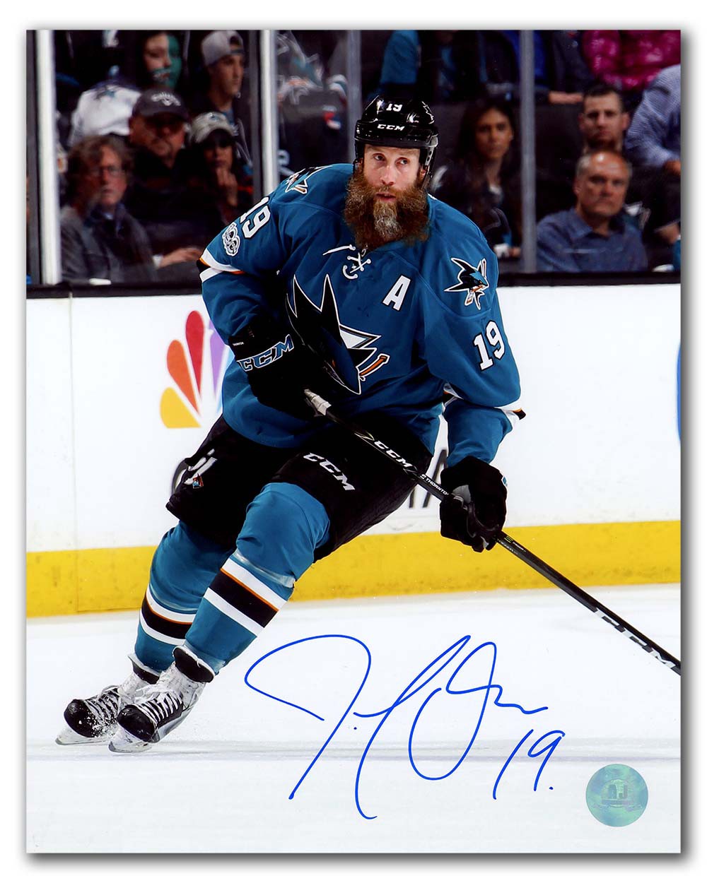 Joe Thornton San Jose Sharks Autographed 8 x 10 Out of Sharks Mouth Photograph Fanatics Authentic Certified 