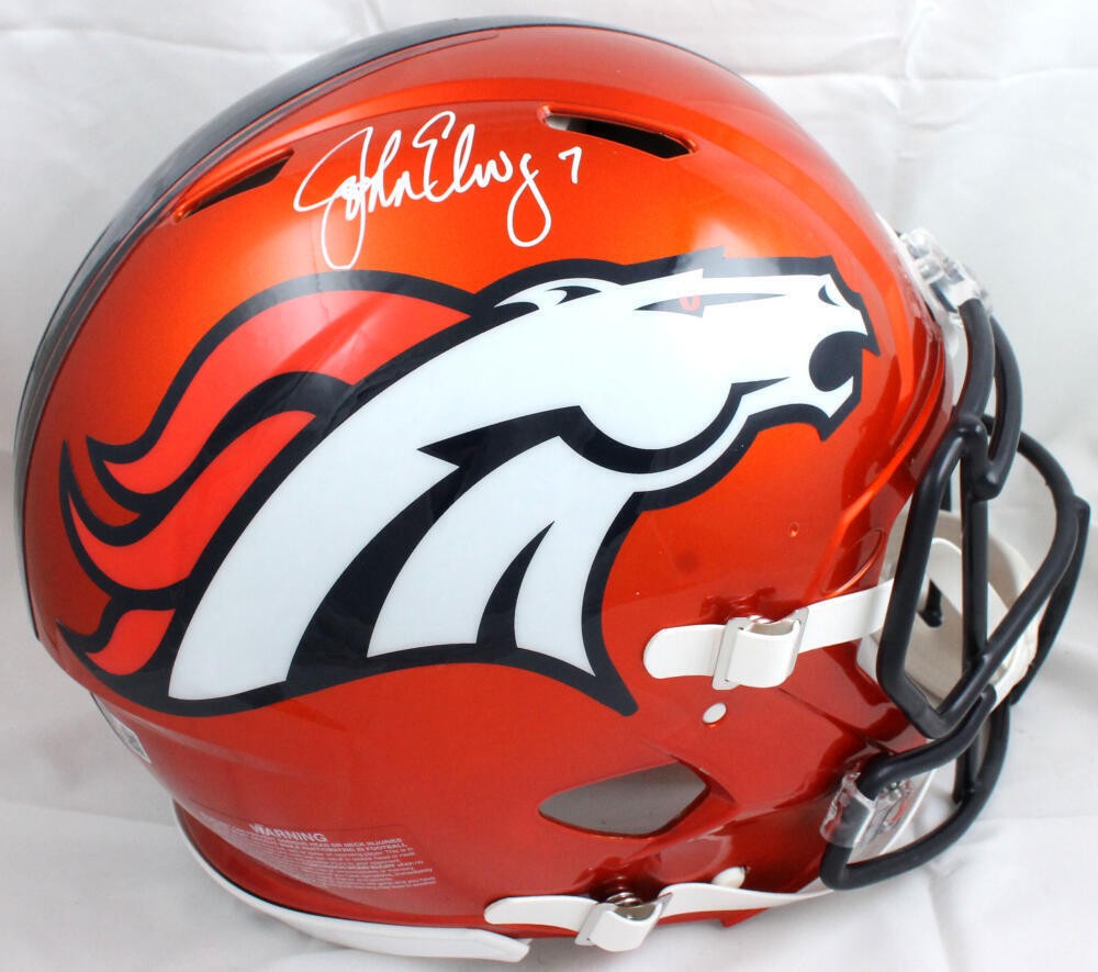 John Elway Autographed Signed Broncos Flash Speed Authentic F/S Helmet-Beckett  W Holo