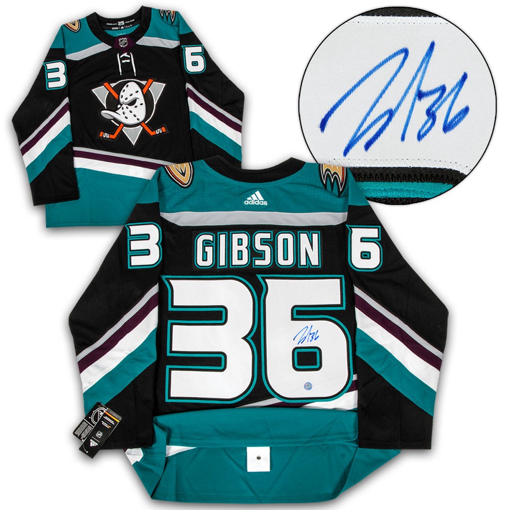 John Gibson Anaheim Mighty Ducks Autographed Signed Alt Retro Adidas Jersey