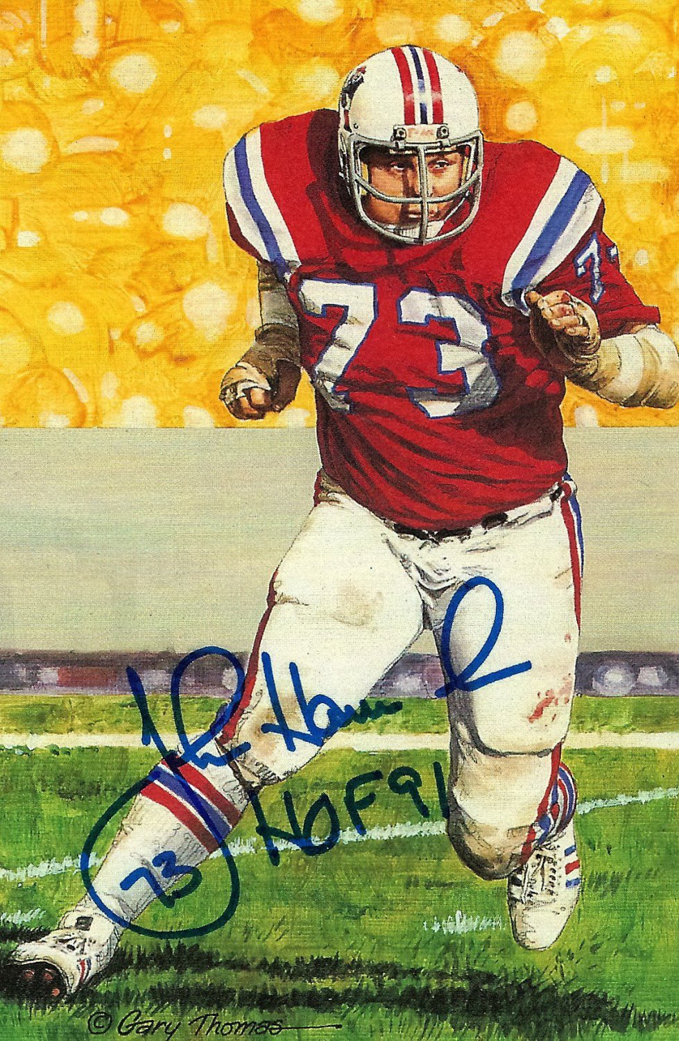 John Hannah Autographed Signed Goal Line Art Card - Autographs