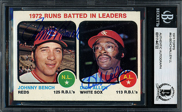 Johnny Bench Dick Allen Autographed Signed Memorabilia 1973