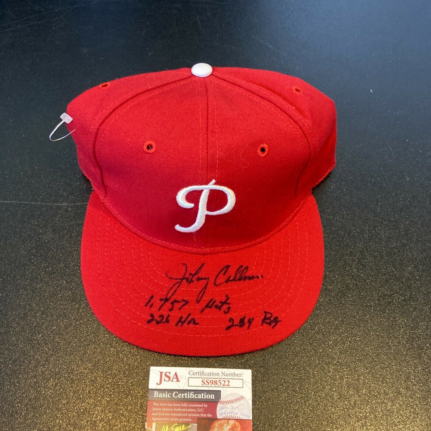 Johnny Callison Autographed Signed 1757 Hits Inscribed Philadelphia  Phillies Hat JSA COA