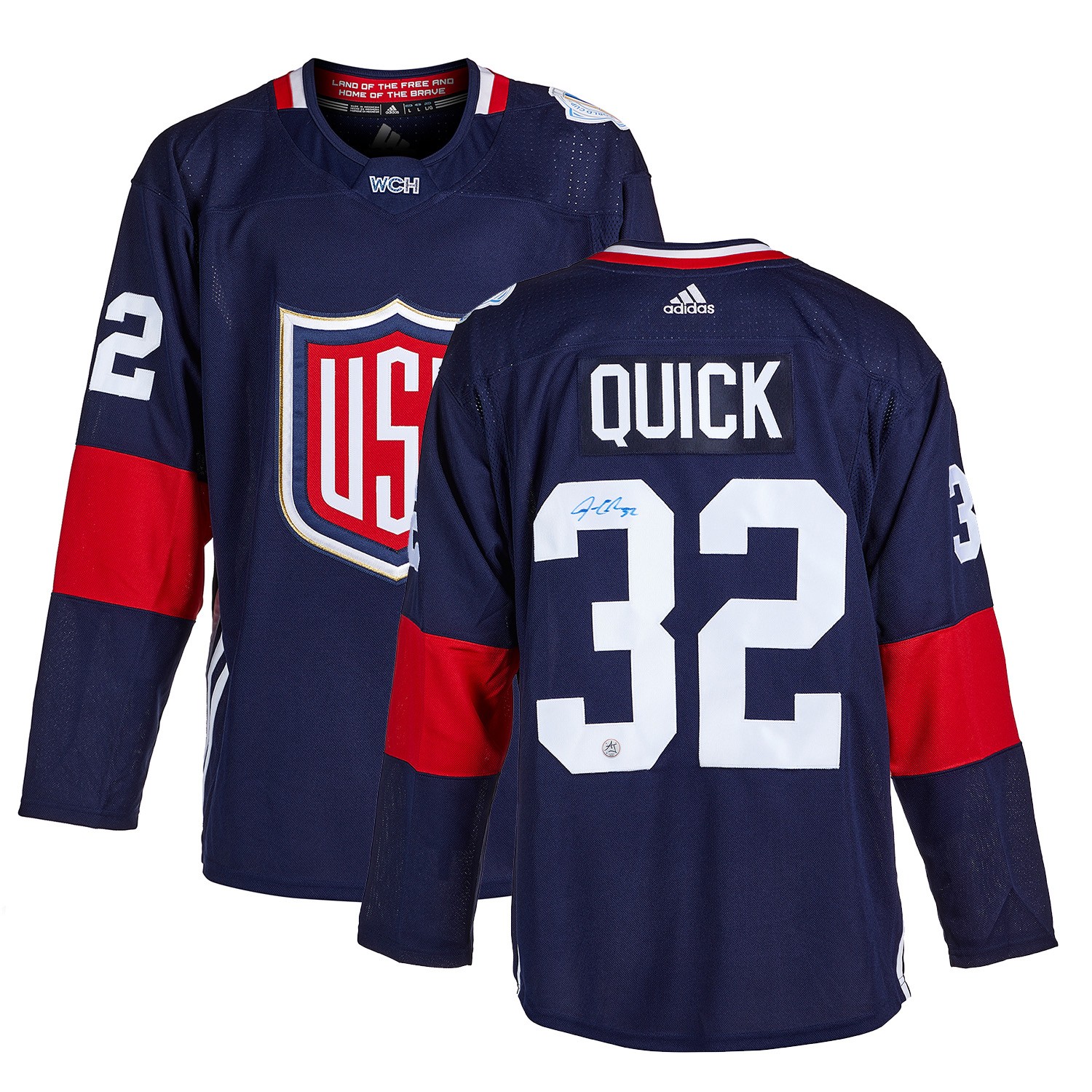 Jonathan Quick Team USA Autographed Signed 2016 World Cup of Hockey Adidas Jersey