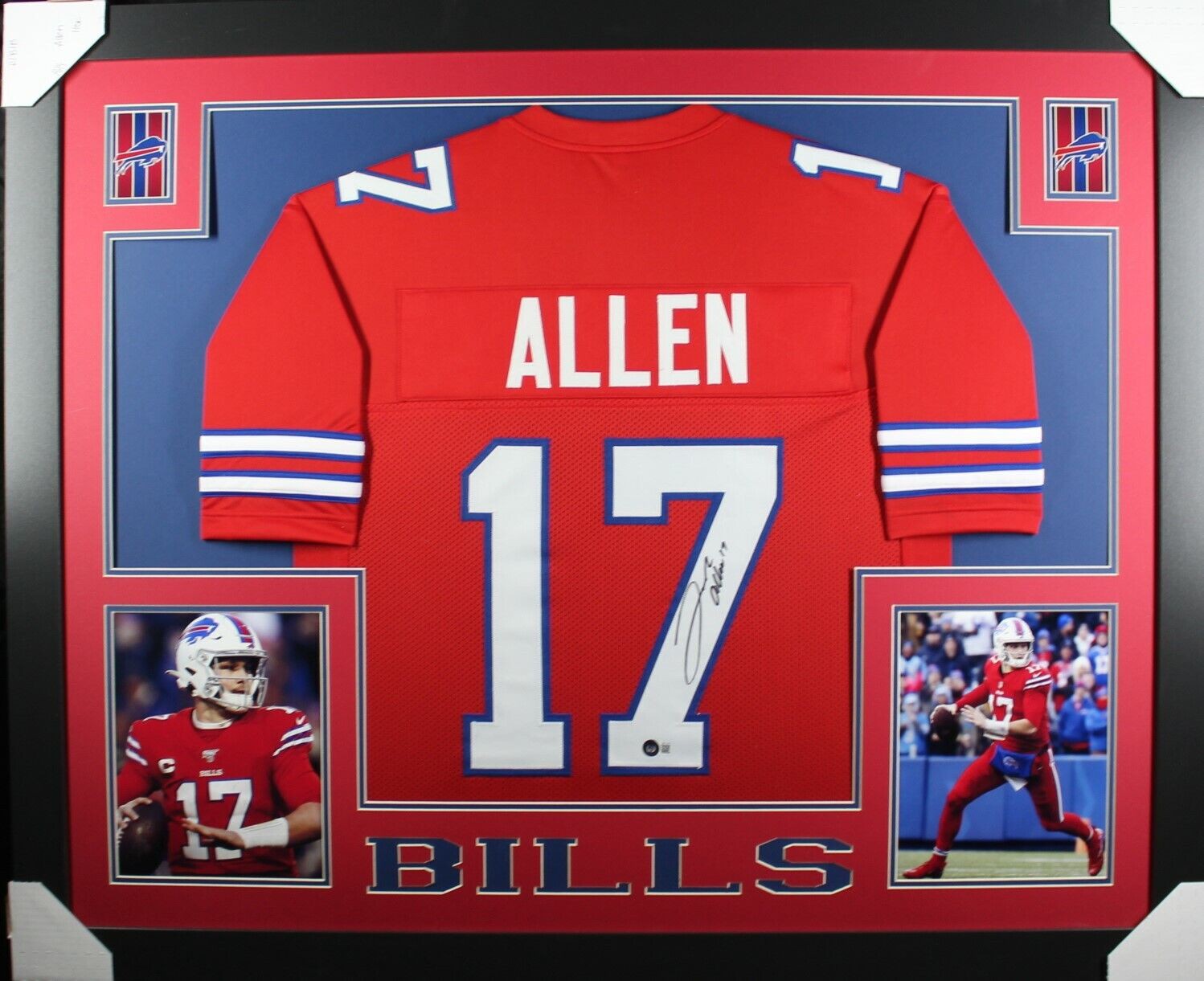 Josh Allen Autographed Signed (Bills Red Skyline) Framed Jersey Beckett