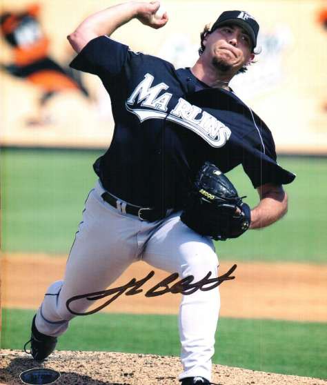 Josh Beckett Autographed 11x14 Baseball Photo Florida Marlins Beckett