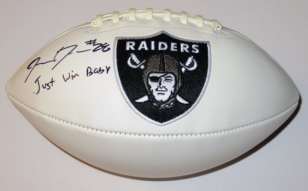 Josh Jacobs Autographed Signed Las Vegas Oakland Raiders Logo Football W/  Just Win Baby Beckett Witnessed