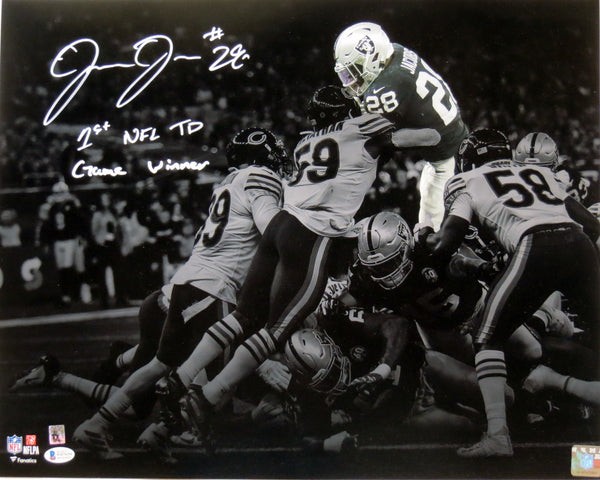 Josh Jacobs Autographed Signed Oakland Las Vegas Raiders Spotlight 16X20 W/  1St NFL Td Game Winner Beckett Witnessed