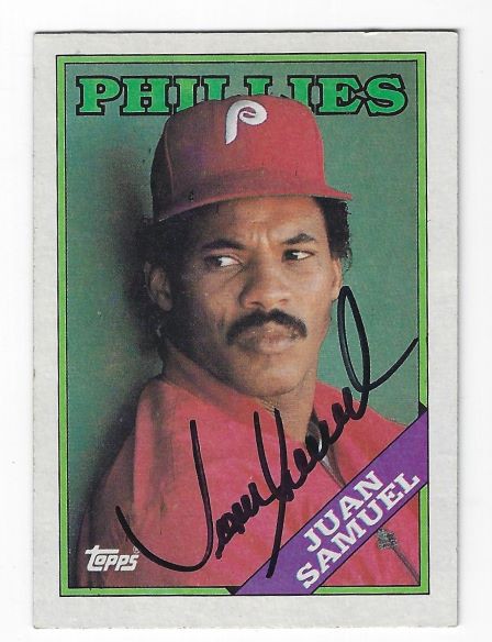 Juan Samuel Autographed Signed Philadelphia Phillies 1988 Topps Card -  Autographs