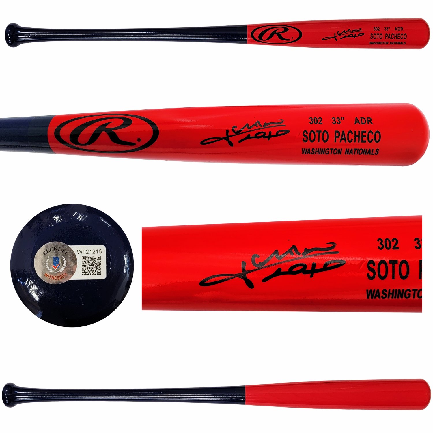 Juan Soto Autographed Signed Red & Blue Rawlings Game Model Bat