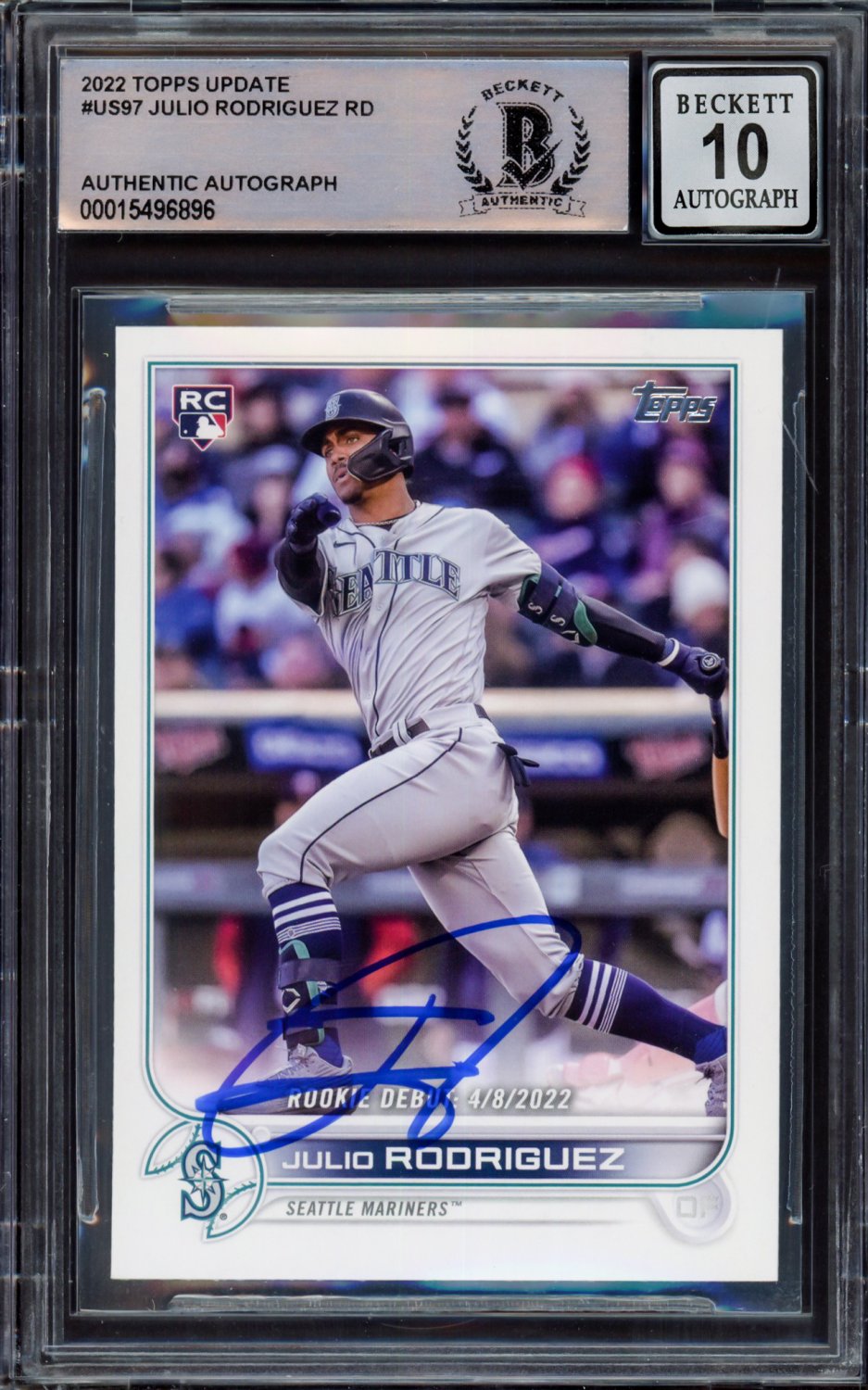 Julio Rodriguez Autographed Signed 2022 Topps Update Rookie Card Us97