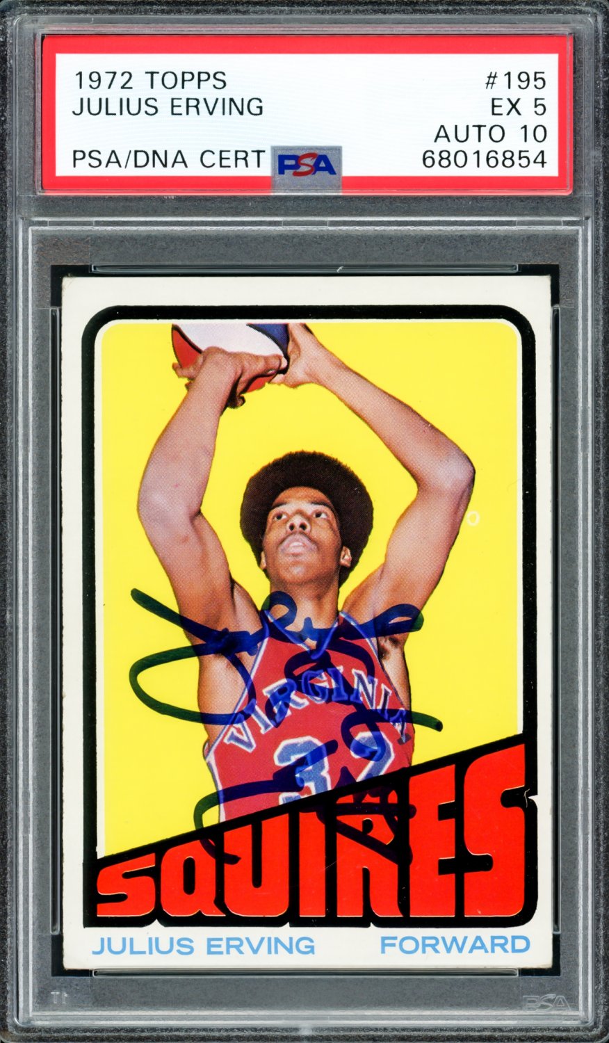 Julius Erving Autographed Signed 197273 Topps Rookie Card 195