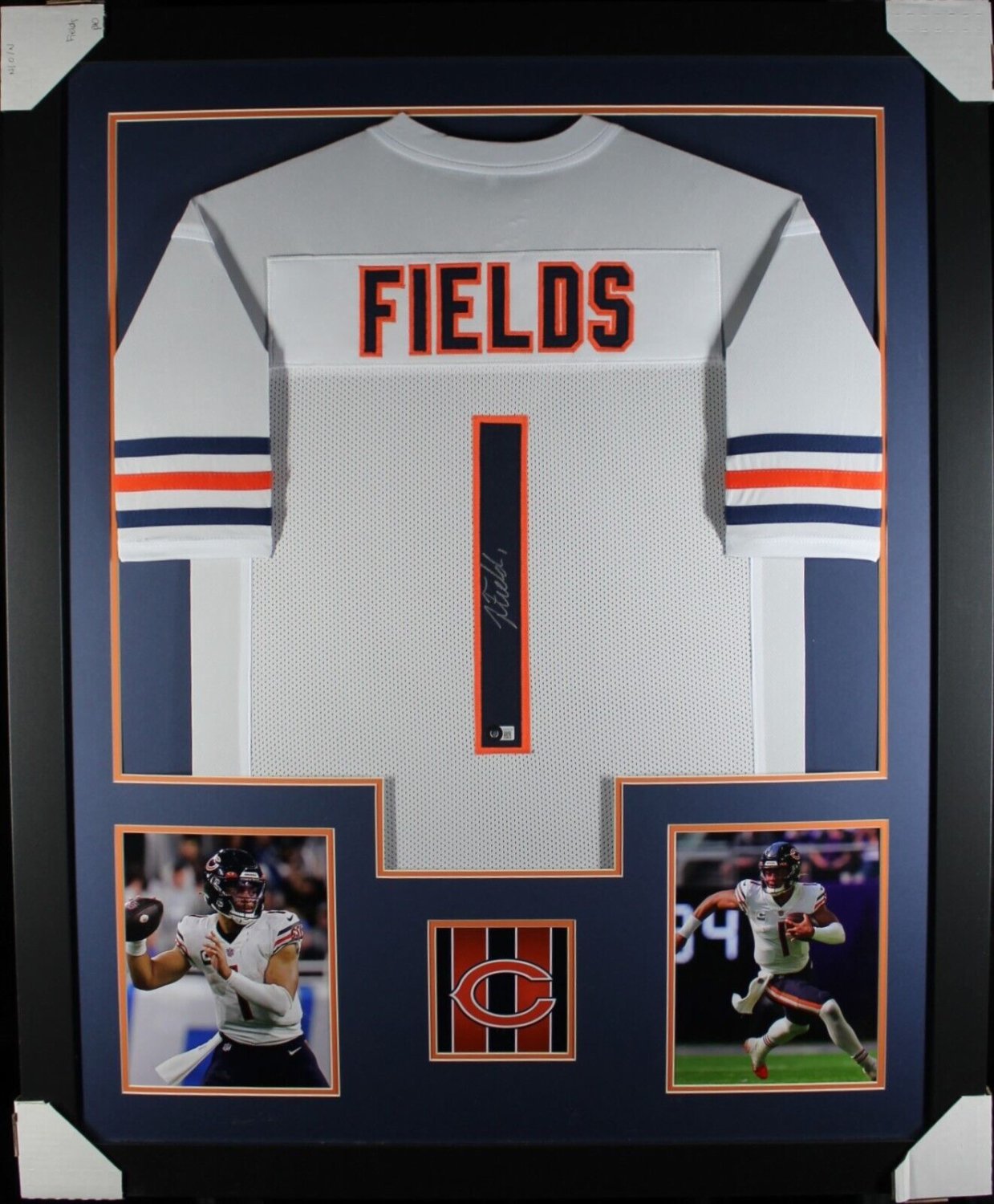 Justin Fields Autographed Signed (Bears White Tower) Framed Jersey Beckett