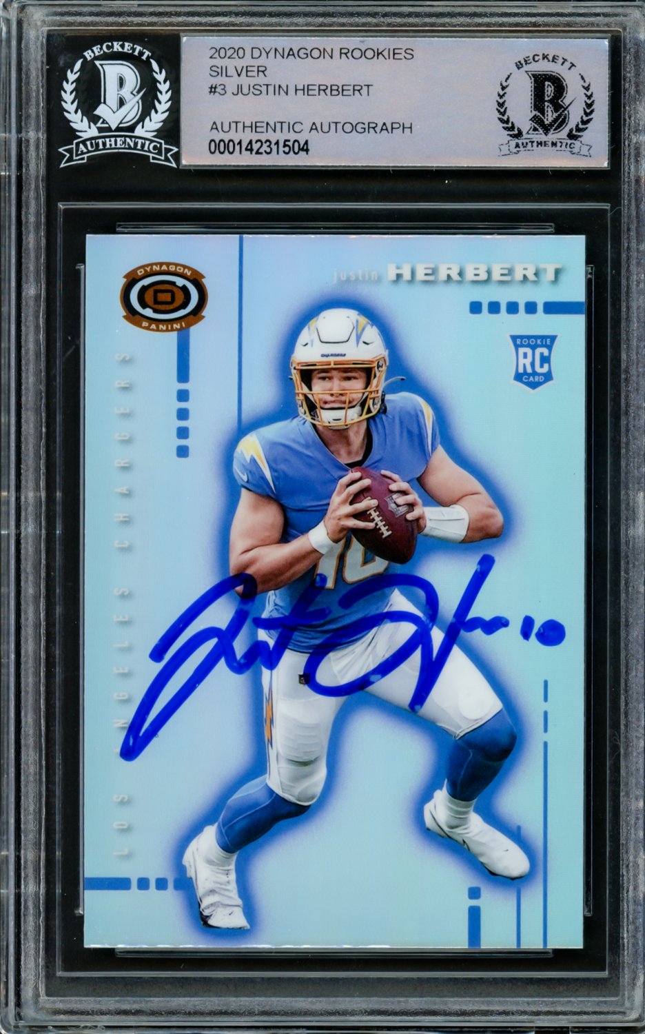 Justin Herbert Autographed Signed 2020 Panini Chronicles Dynagon Rookie  Card #D-3 Los Angeles Chargers Beckett Beckett