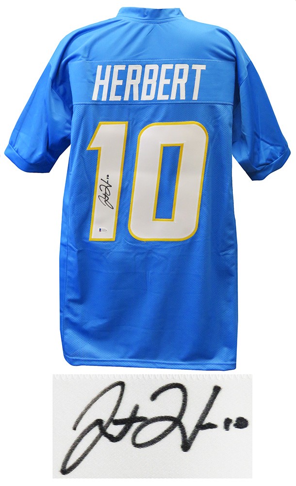 Los Angeles Chargers Justin Herbert Autographed Framed Blue Jersey