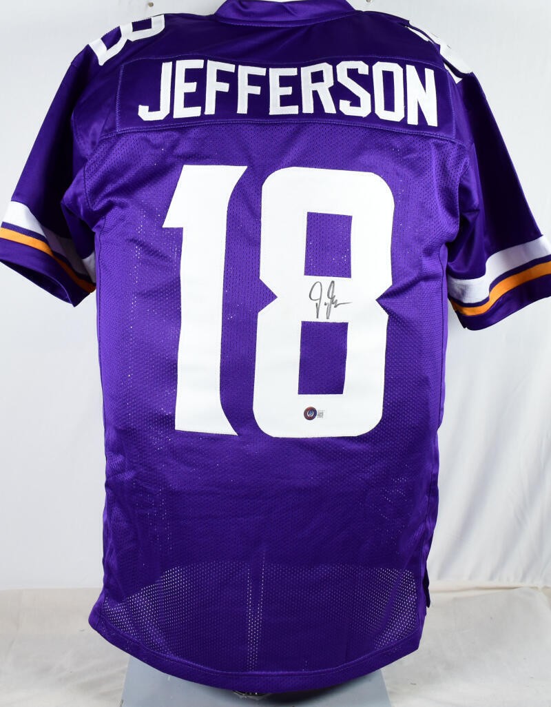 Justin Jefferson Autographed Signed Purple Pro Style Jersey - Beckett W  Hologram Black