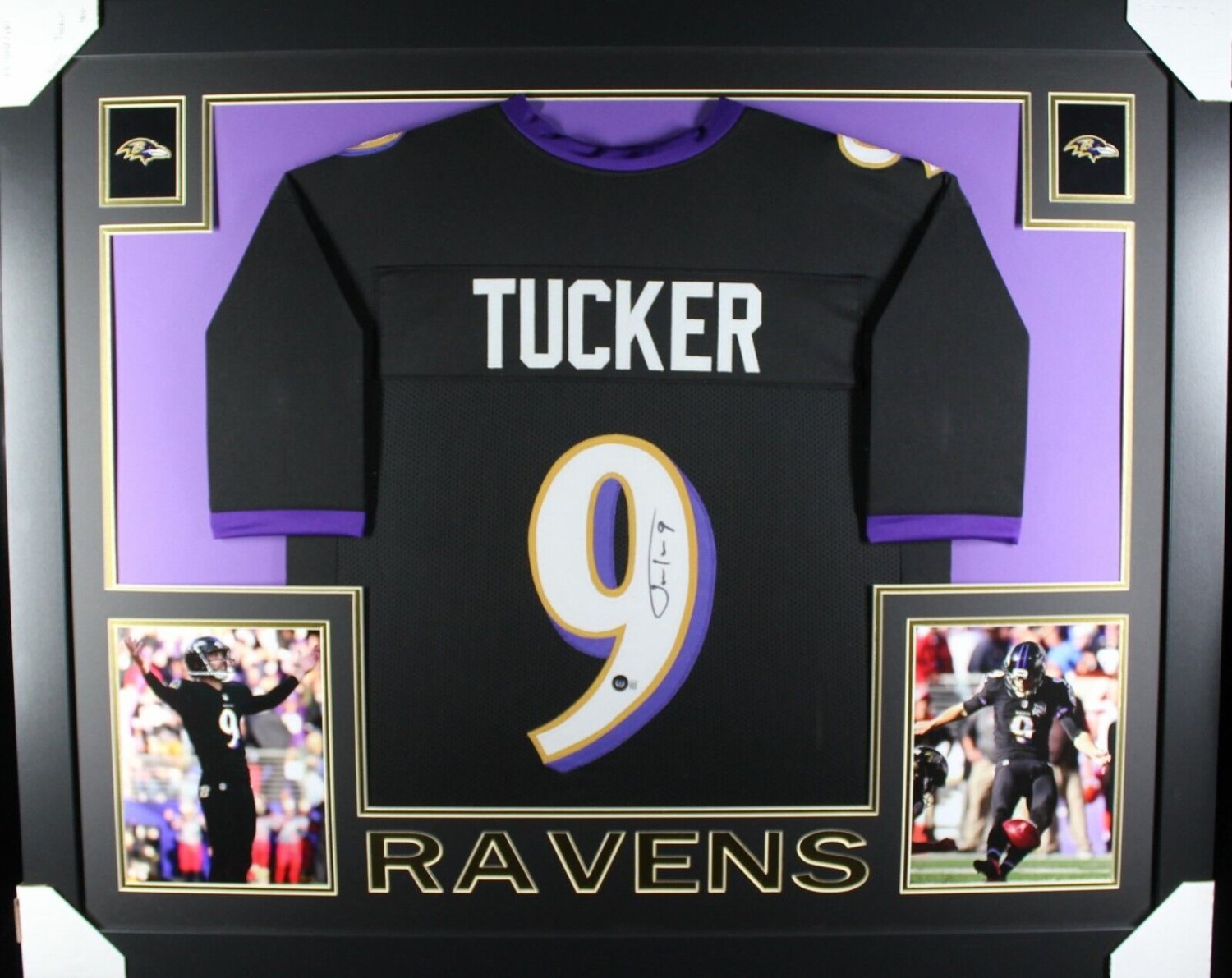 Justin Tucker Autographed Signed (Ravens Black Skyline) Framed Jersey  Beckett