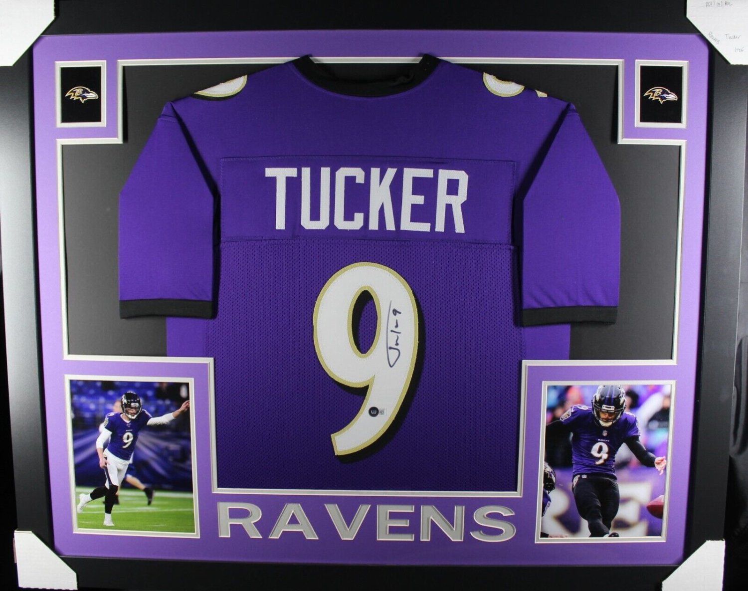 Justin Tucker Autographed Signed (Ravens Purple Skyline) Framed Jersey  Beckett