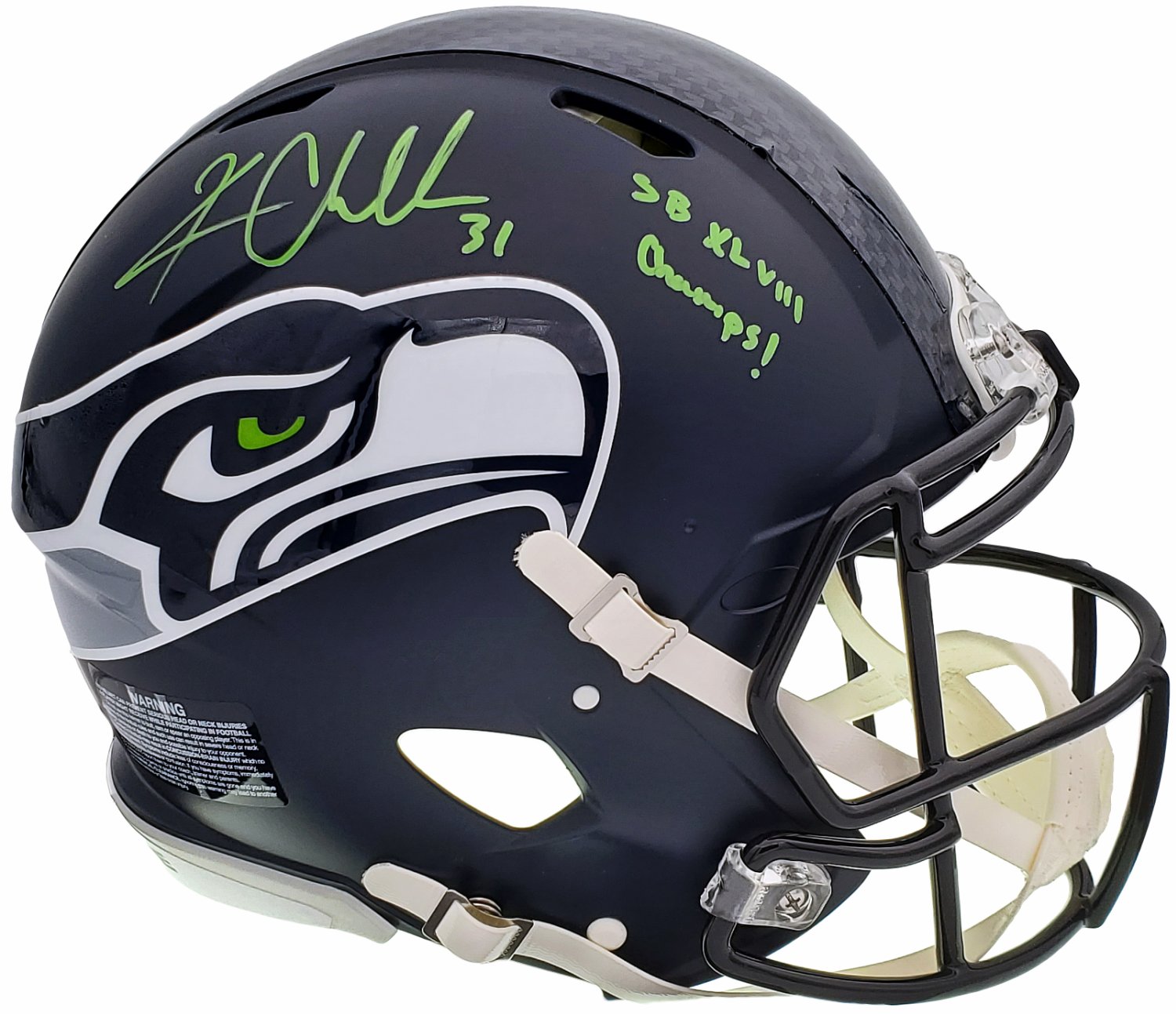 Kam Chancellor Autographed Signed Seattle Seahawks Blue Full Size Authentic  Speed Helmet 'Sb Champs' Mcs Holo