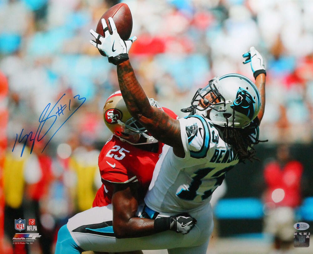 Kelvin Benjamin Autographed Signed Panthers 16X20 Pf Photo One Hand Catch-  Beckett W Blue