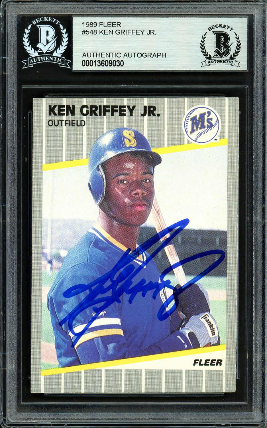 Ken Griffey, Jr. Autographed Signed . 1989 Fleer Rookie Card #548 Seattle  Mariners Beckett Beckett