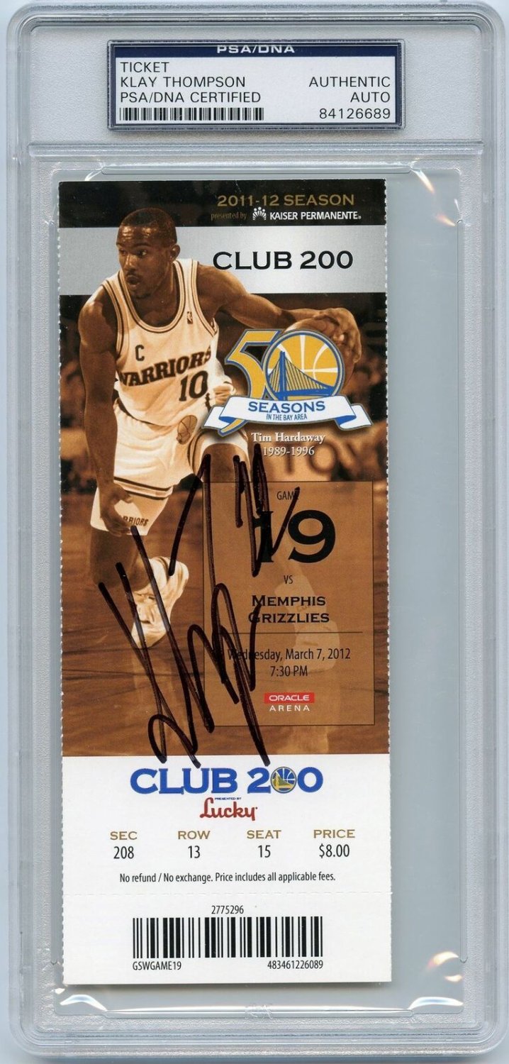 Klay Thompson Autographed Signed Oracle Ticket PSA/DNA Warriors