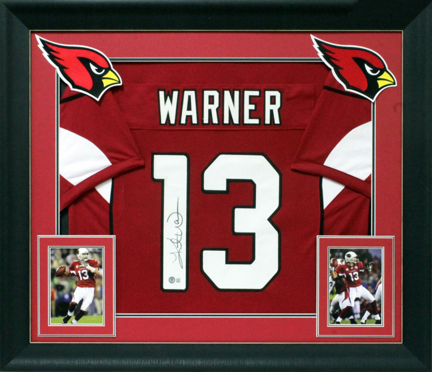 Kurt Warner Autographed Signed Authentic Red Pro Style Framed Jersey  Beckett Witnessed