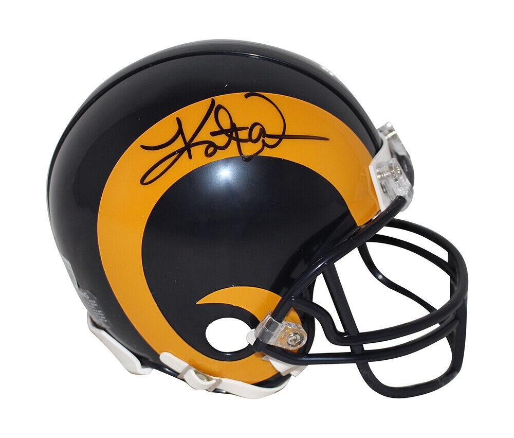 Kurt Warner Autographed/Signed Los Angeles Rams Logo Football Beckett