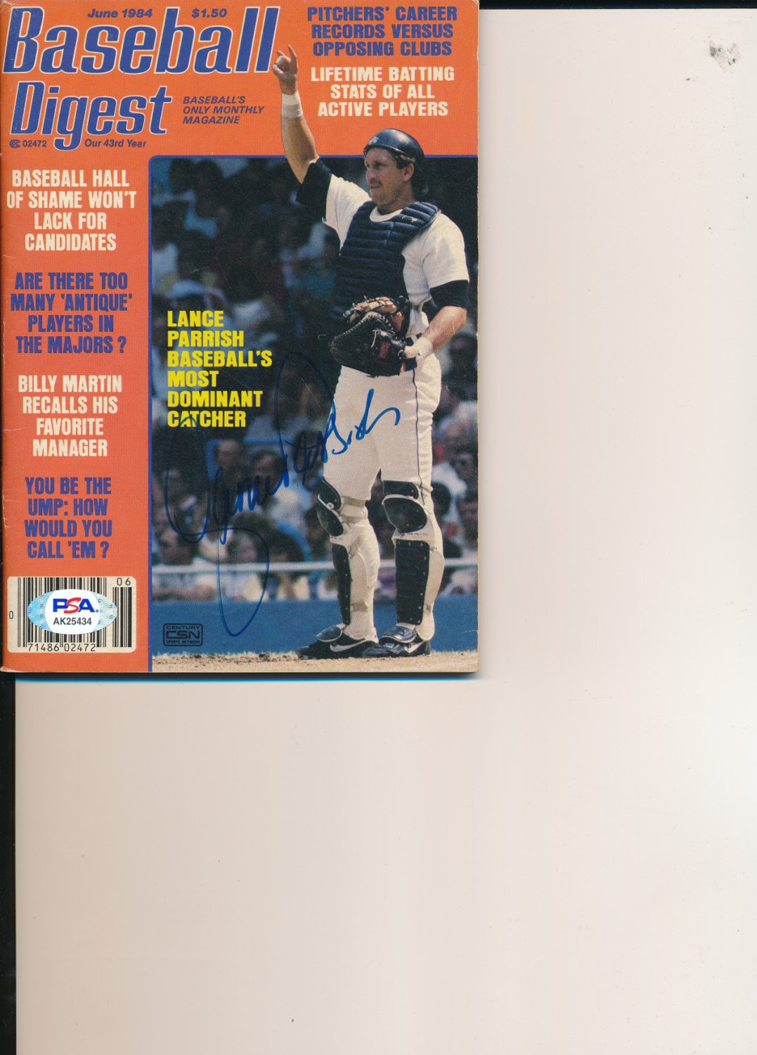 Lance Parrish Autographed Signed June 1984 Baseball Digest