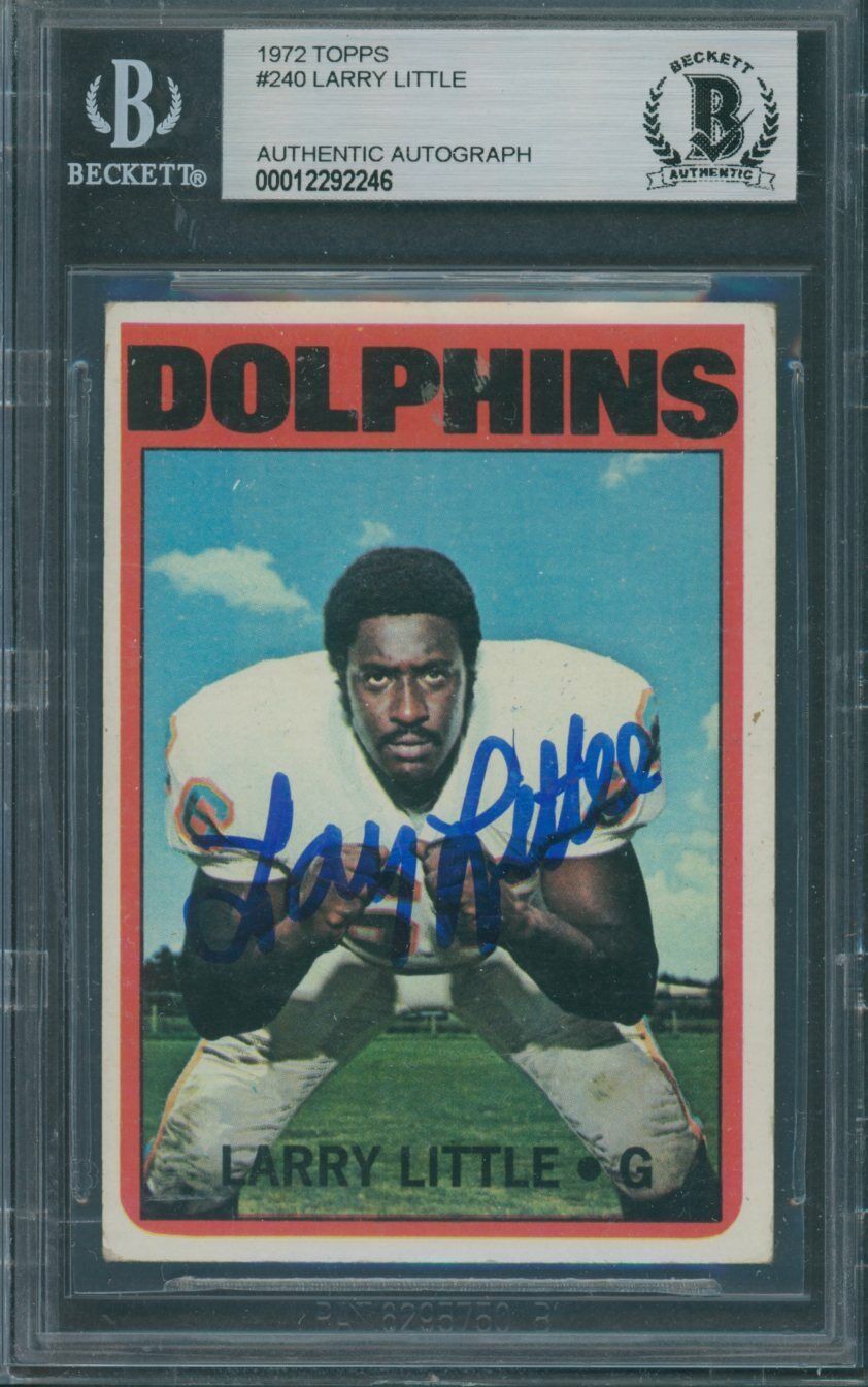 Larry Little Autographed Signed 1972 Topps #240 Beckett Authentic Autograph  2246