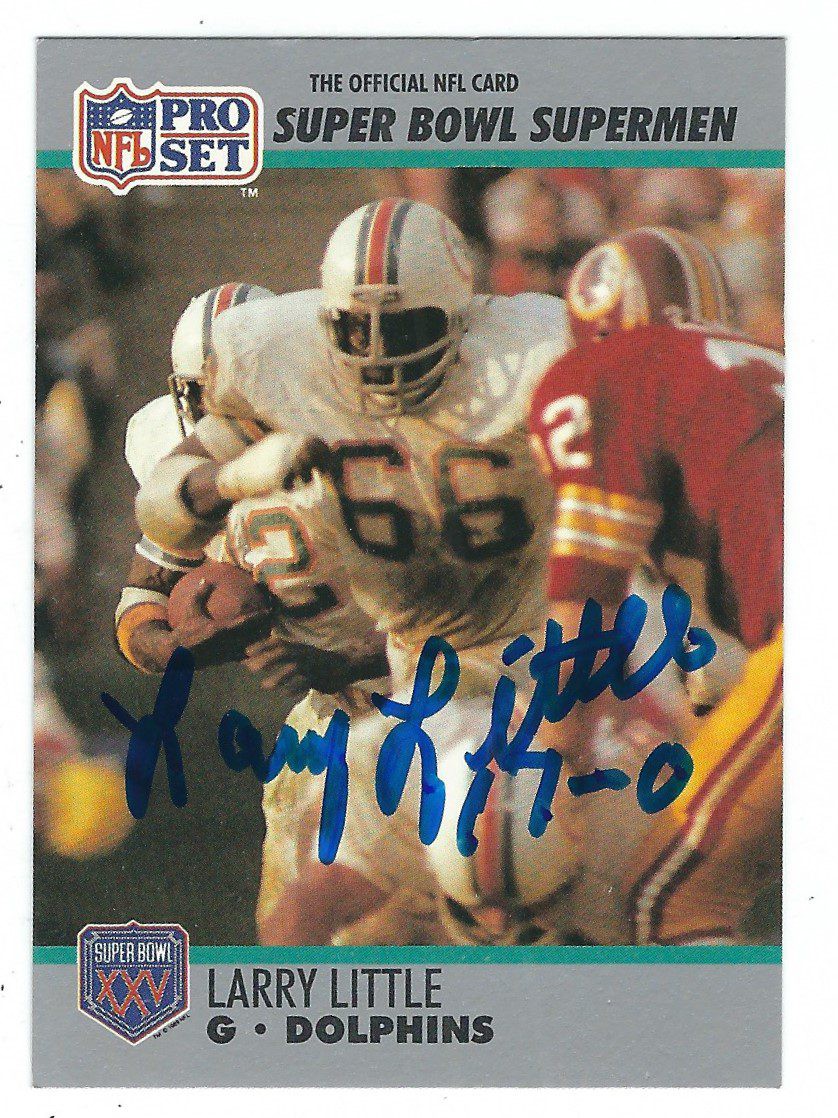 Larry Little Autographed Signed Miami Dolphins 1990 Pro Set Super Bowl  Supermen Card #66 - Autographs