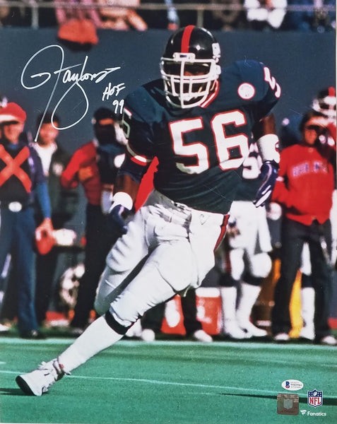 Lawrence Taylor- Autographed Signed New York Giants 16X20 Photo W/ HOF 99  Beckett Witnessed Blue Jersey