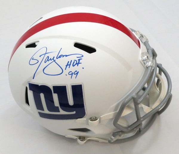 Lawrence Taylor- Autographed Signed New York Giants Riddell Matte Flat  White Speed Replica Helmet W/ HOF 99 Beckett Witness