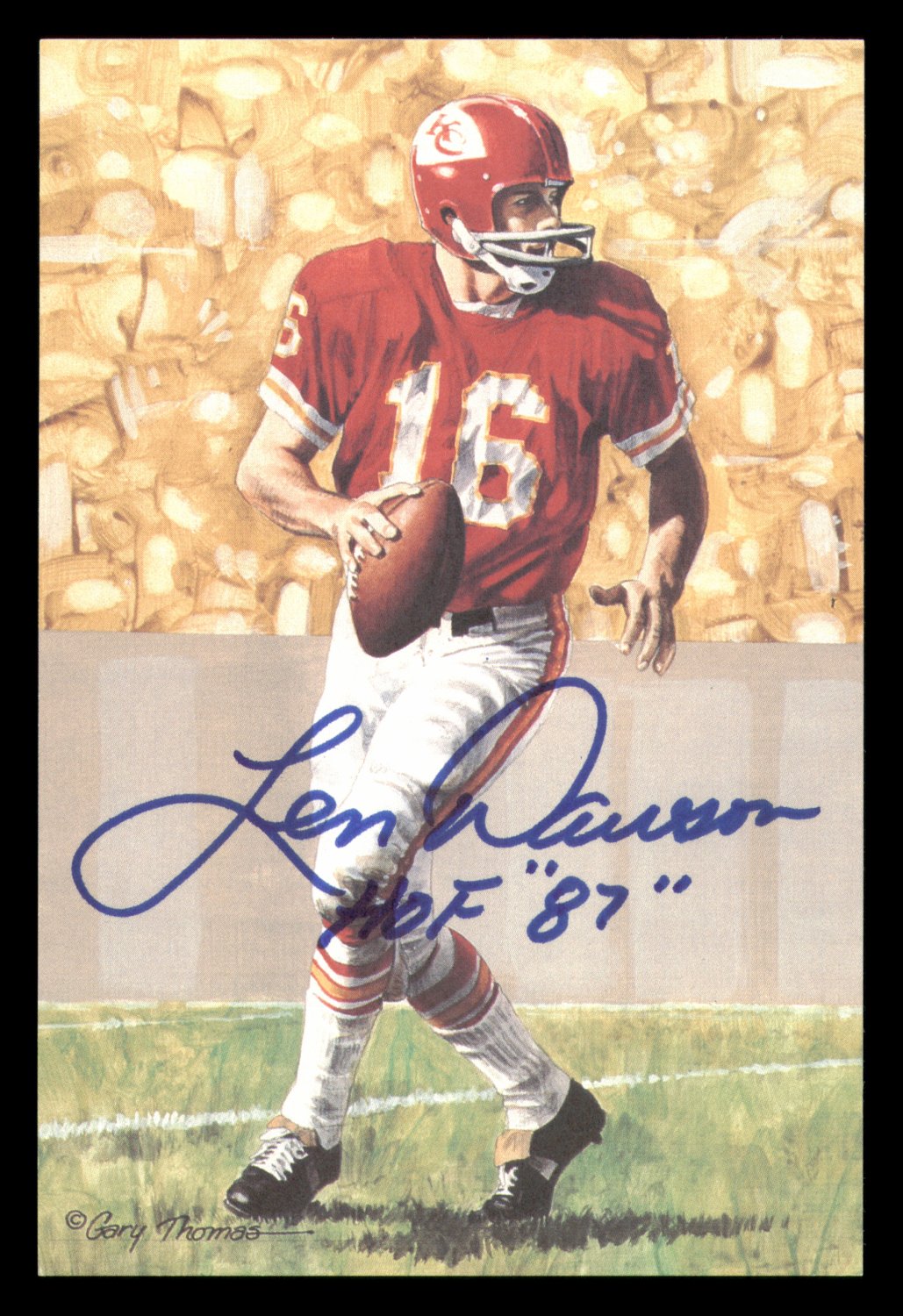 Len Dawson Autographed Signed 1990 Goal Line Art Card #38 Kansas City  Chiefs 'HOF 87' #219298