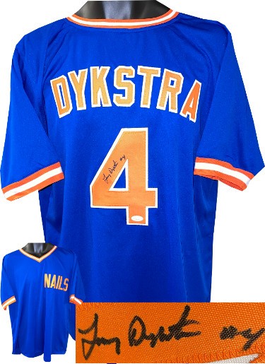 Lenny Dykstra Autographed Signed New York Blue TB Nails Custom Stitched Baseball  Jersey #4 XL- JSA