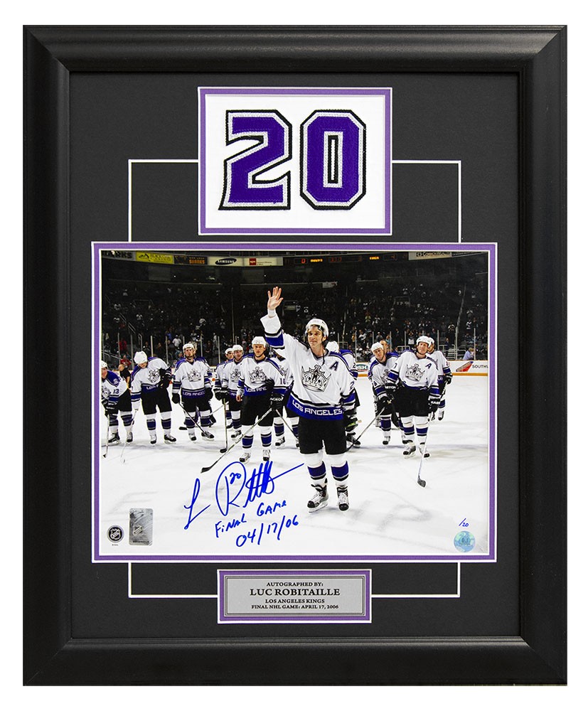 Luc Robitaille LA Kings Autographed Signed & Dated Final Game 20x24 Number  Frame #/20