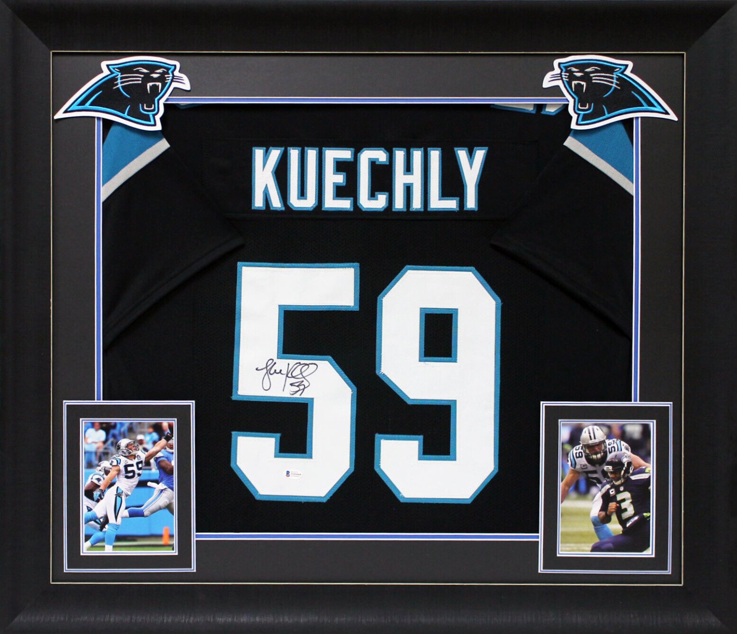 Luke Kuechly Autographed Custom Framed Carolina Panthers Jersey