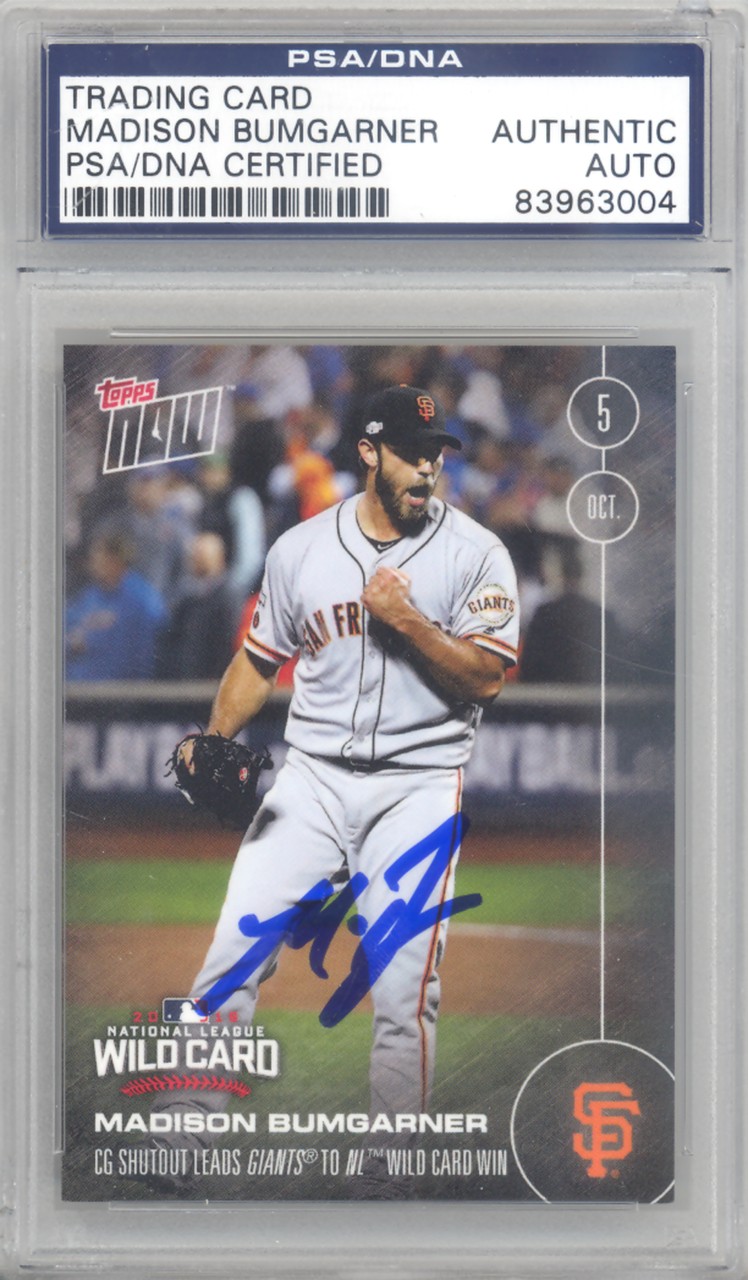 Madison Bumgarner Autographed Signed 2016 Topps Now Card #543-A San  Francisco Giants PSA/DNA