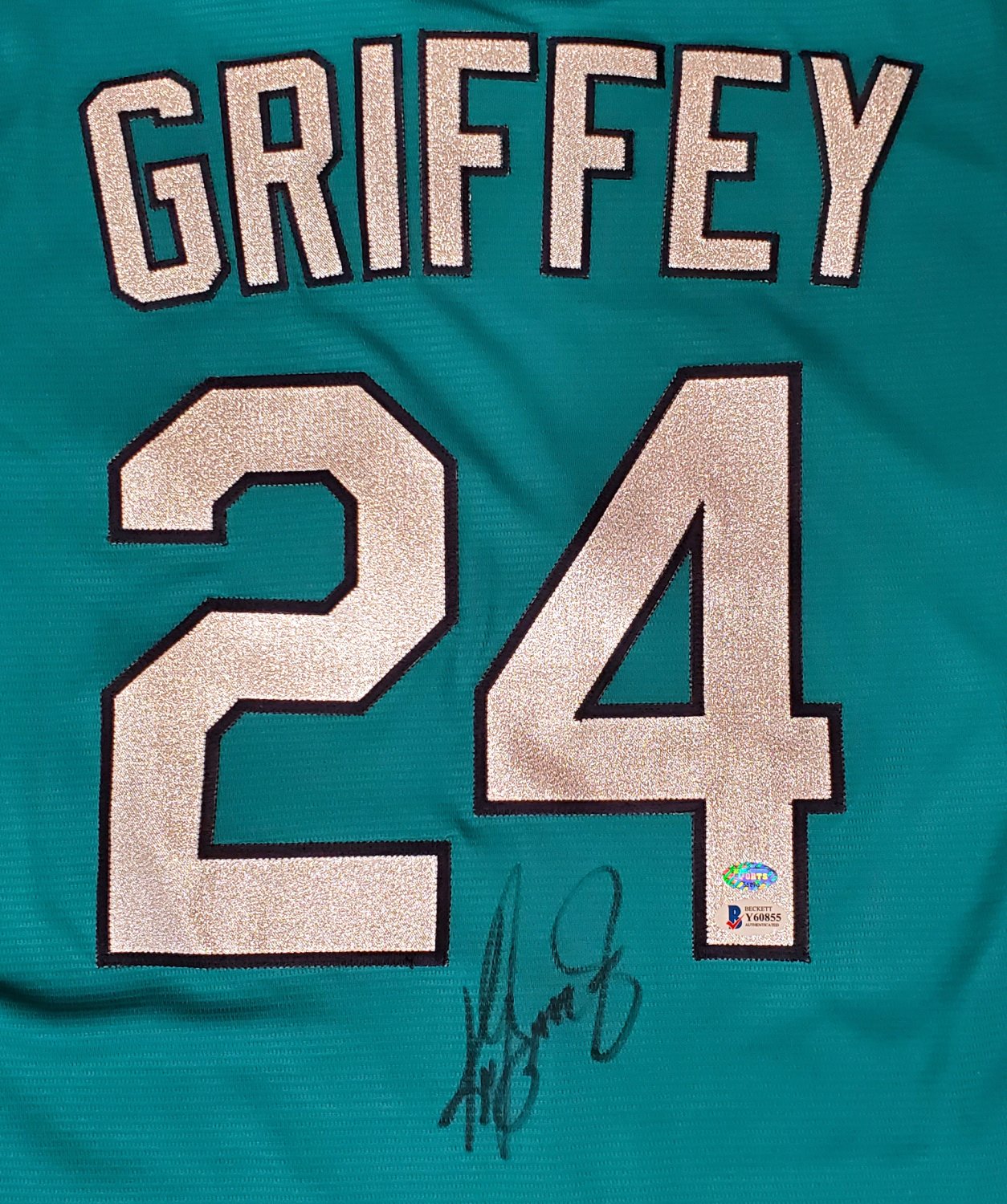 Mariners Ken Autographed Signed Seattle Griffey Jr. Teal Nike Jersey Size L  Beckett Beckett & Mcs Holo