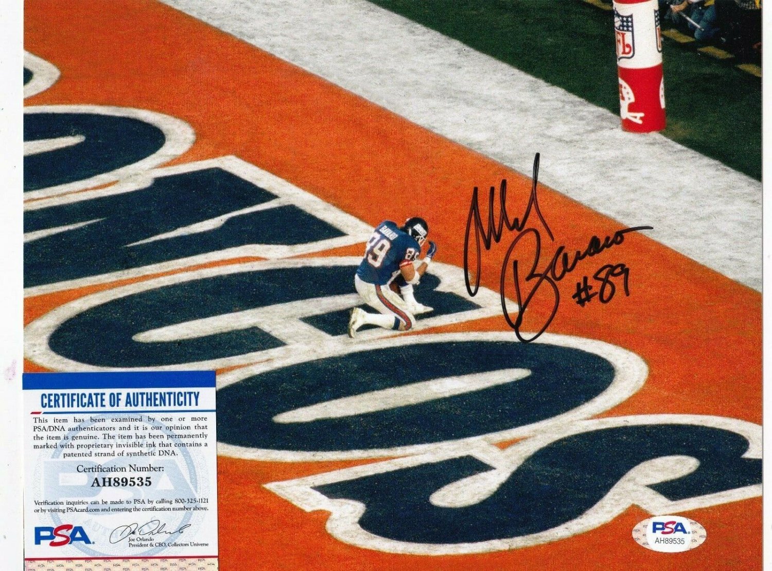 Mark Bavaro Autographed Signed New York Giants PSA Authenticated Action 8X10