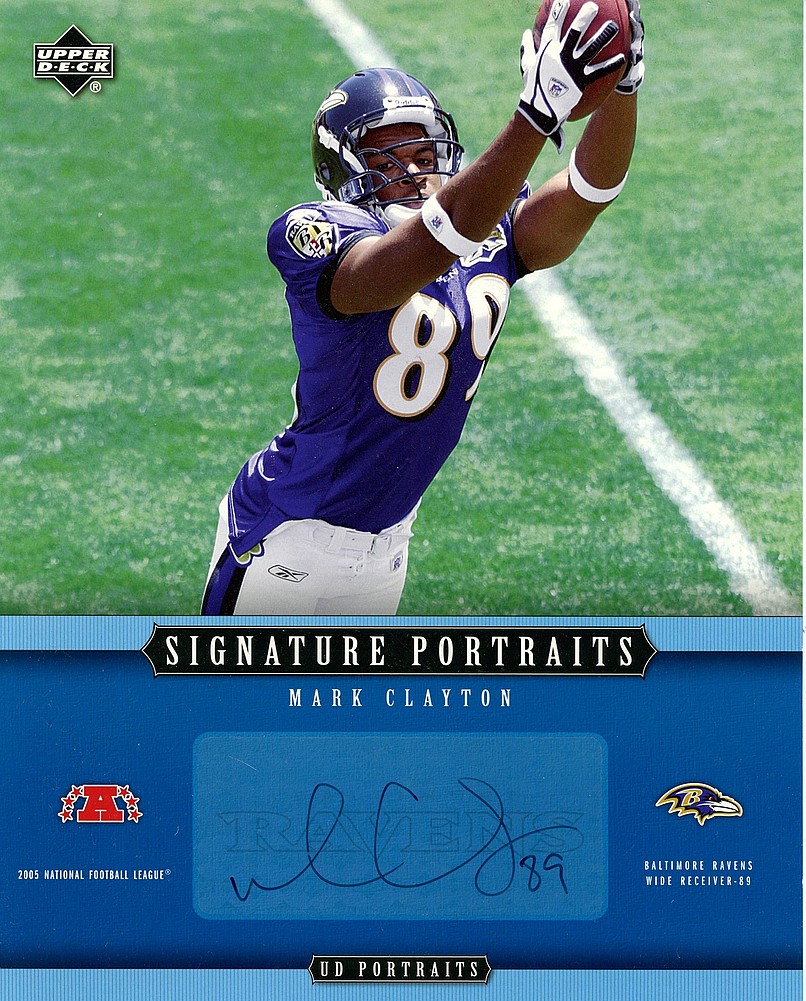 Mark Clayton Autographed Signed Baltimore Ravens Upper Deck Portraits 8x10  - Upper Deck Authentic