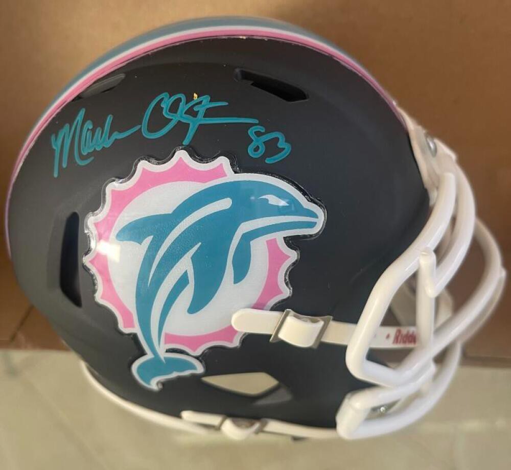 Mark Clayton Autographed Signed Dolphins Auto Custom Breast Cancer Mini  Helmet JSA