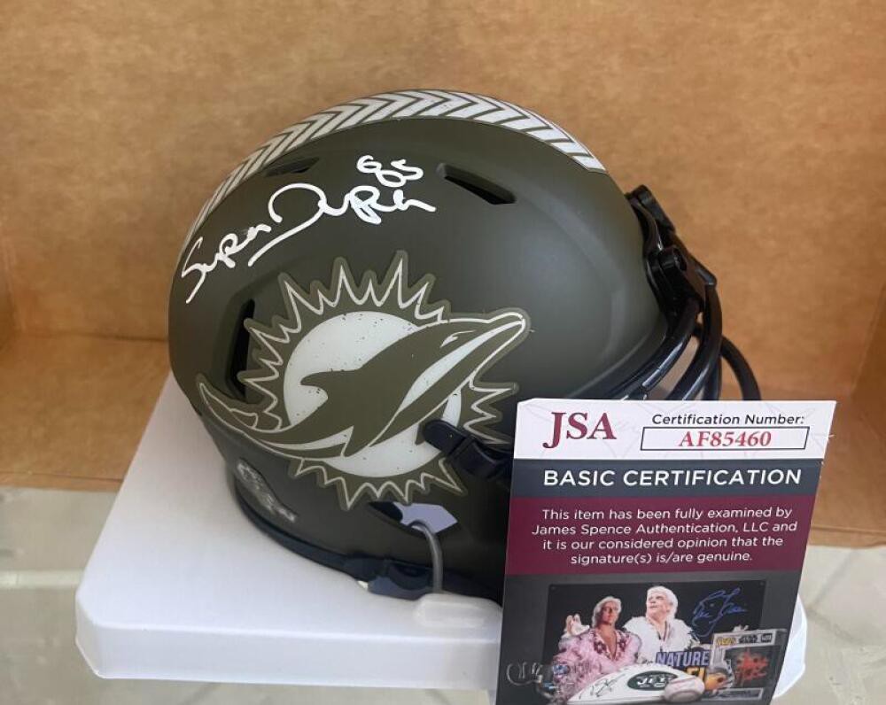 Mark Duper Autographed Signed Dolphins Salute To Service Mini Helmet JSA