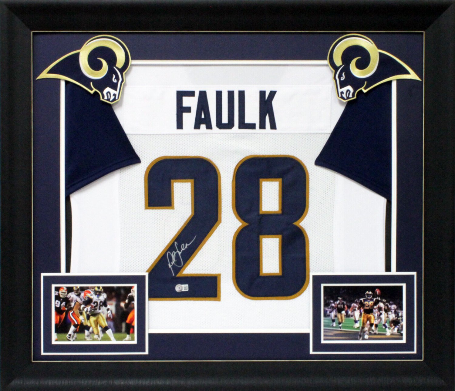 Marshall Faulk Autographed Signed Authentic White Pro Style Framed