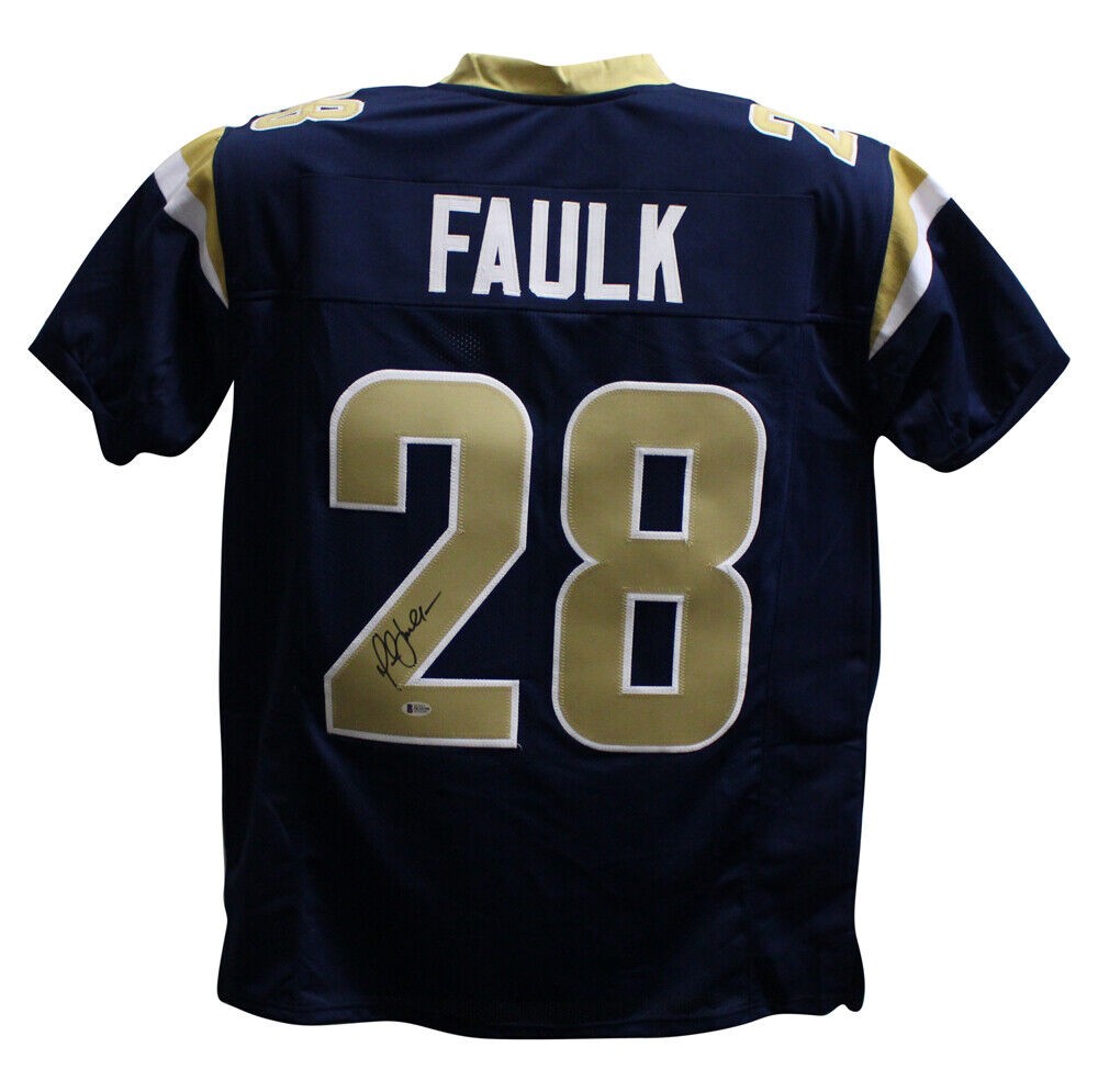 Marshall Faulk Autographed Signed Pro Style Blue Xl Jersey Beckett