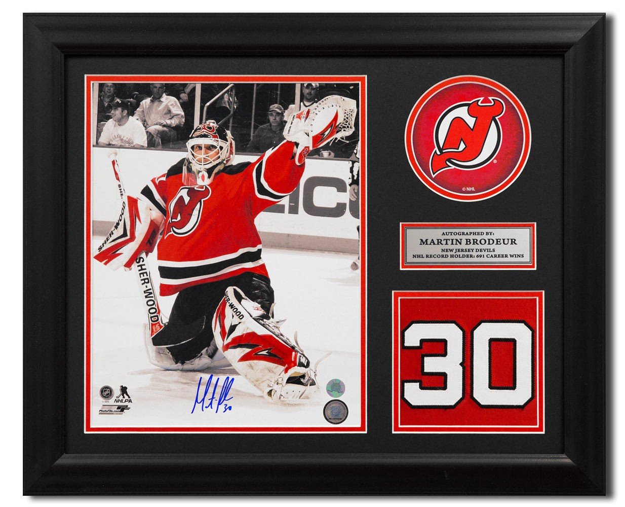 Martin Brodeur New Jersey Devils Deluxe Framed Autographed Red