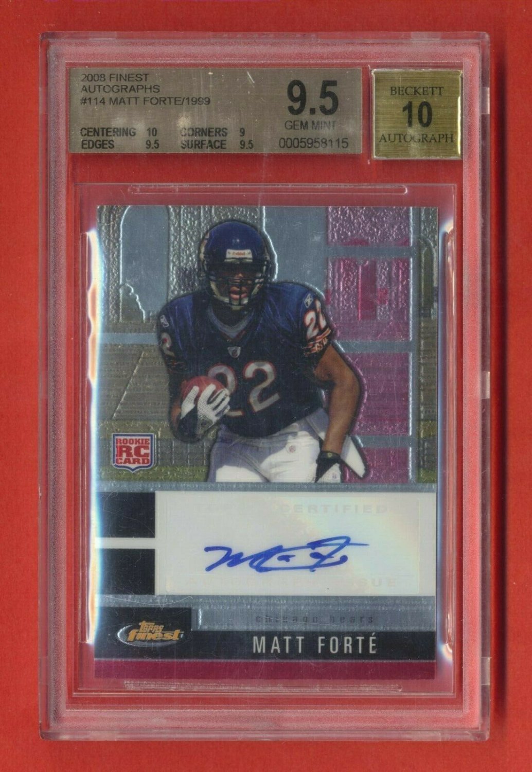 Matt Forte Autographed Signed 2008 Topps Finest Autographs Rc 114 Beckett W 10 Auto Because they rarely participate in official signings.the sports memorabilia market offers fans to collect special memories and make an investment in collectibles that are likely to increase in value. sports collectibles