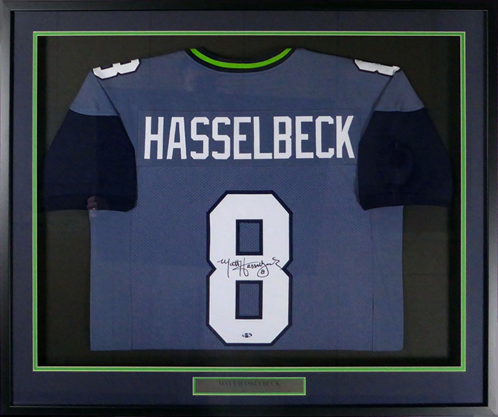 Matt Hasselbeck Autographed Signed Seattle Seahawks Framed Blue Jersey Mcs  Holo