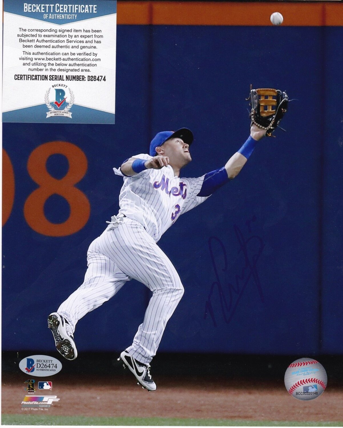 Michael Conforto Signed New York Mets 8x10 Blue Jersey Photo BAS