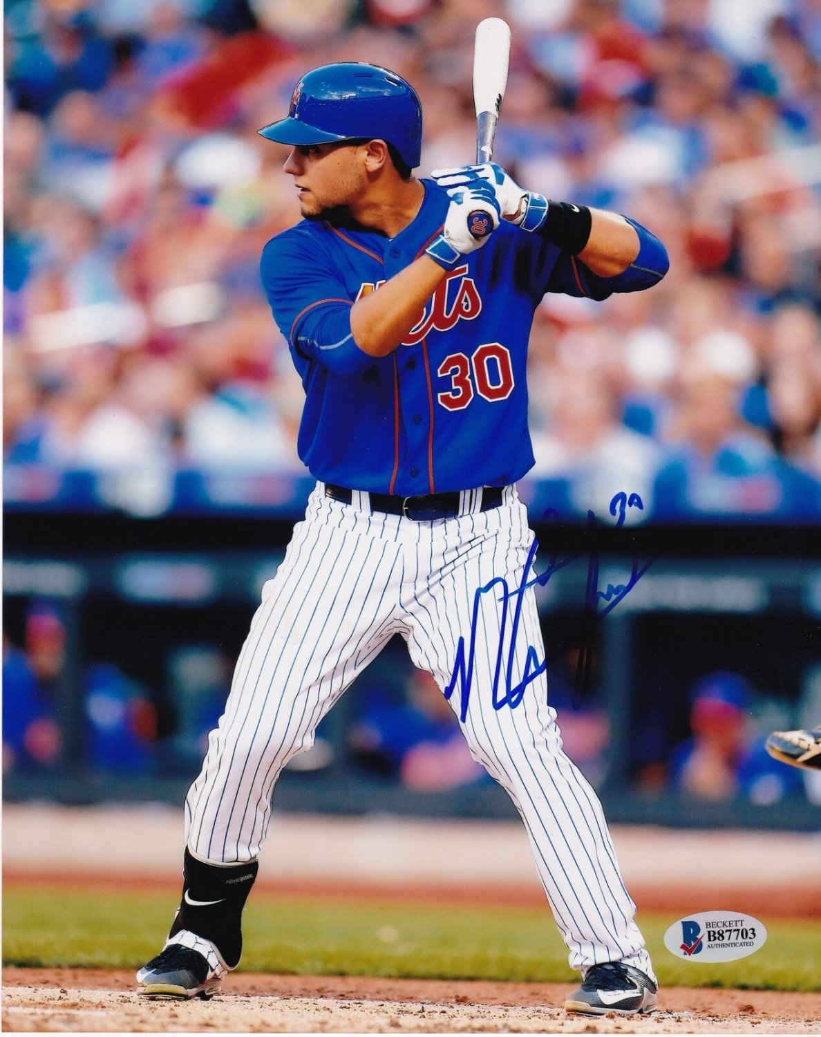 Michael Conforto Signed New York Mets 8x10 Blue Jersey Photo BAS